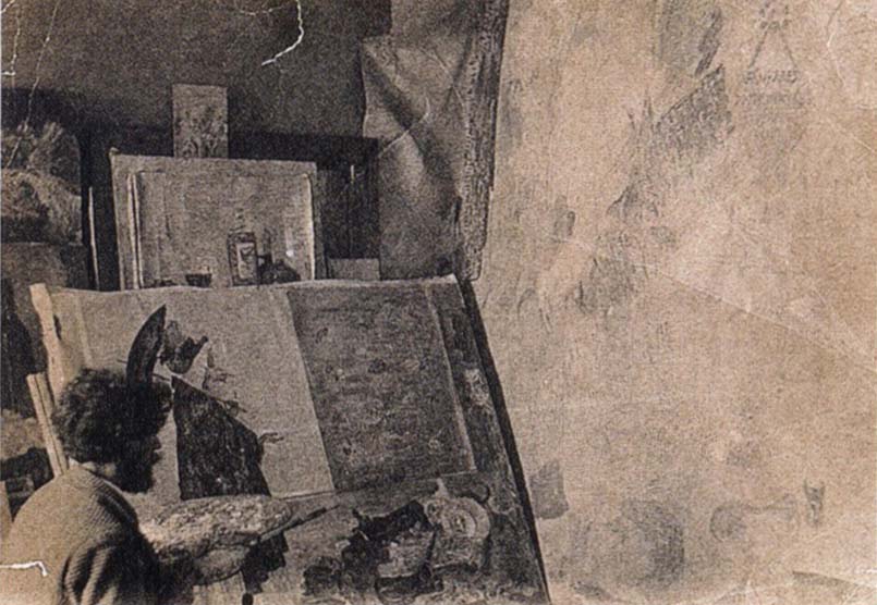 James Ensor in his studio,Painting the entry of Christ into Brussels